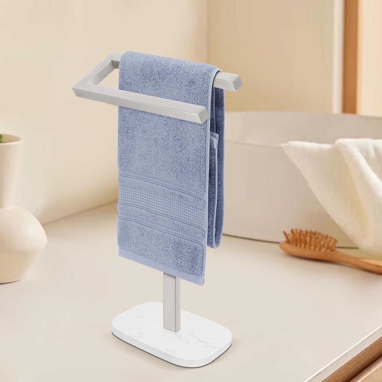 Hand Towel Stand With Marble Base